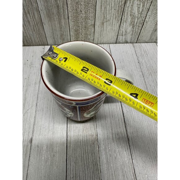 Vtg Japan Imari Coffee Tea Mugs Cups Speckled Stoneware Floral Peacock Set of 6 - Picture 10 of 10